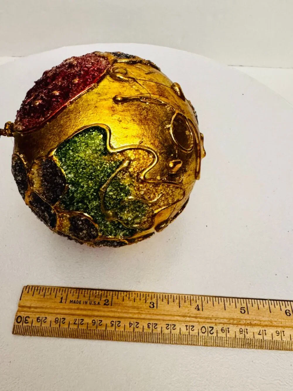 2 Textured Golden Ball Christmas Ornament 4.5